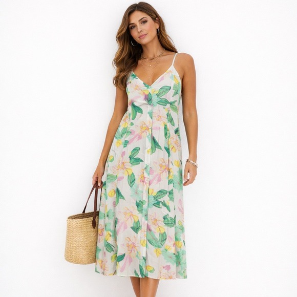 Cleobella Dresses & Skirts - Cleobella Antropologie Estelle Dress Large Floral Midi Button Front Trad Cottage